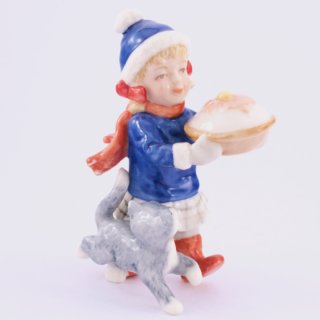 Alternative view of フィギュリン デンマーク ロイヤルコペンハーゲン（Royal Copenhagen） 少女とおかゆ Girl with porridge, Mini Summer and Winter Children Mini Collection ミニコレクション（箱なし）