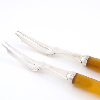 Alternative view of 生駒製 純銀フォーク 白水牛の角 ２本セット（箱なし）