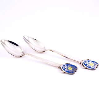 Alternative view of 水仙七宝入り 純銀製 スプーン ２本セット 「SILVER 950」刻印あり 44g