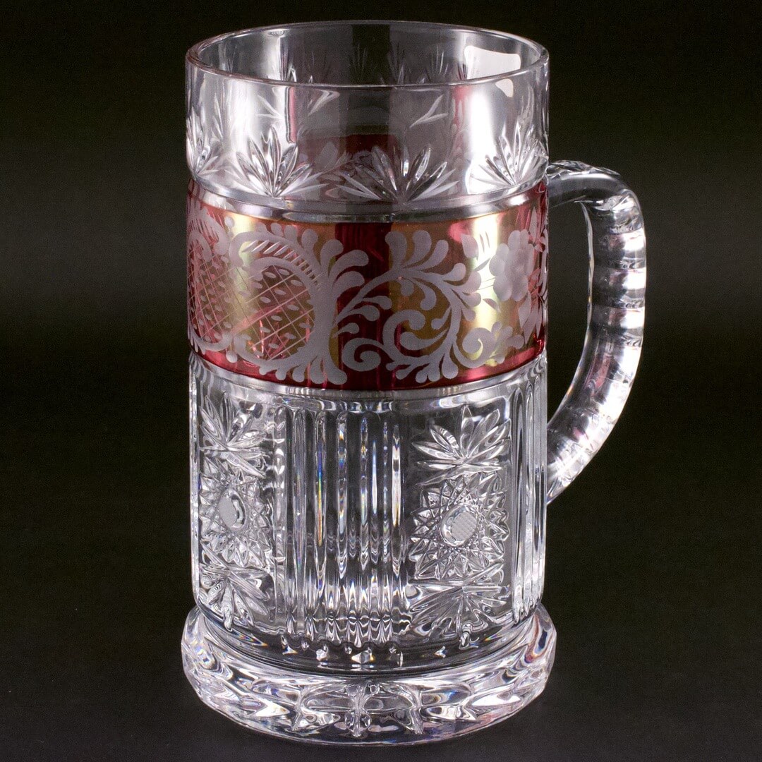 チェコ エーゲルマン（EGERMANN） CZECH REPUBLIC ビールジョッキ クリスタル ガラス 未使用