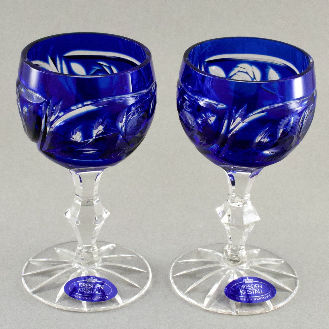 DRESDEN KRISTALL ドレスデン ペアグラス ブルー レッド - グラス/カップ