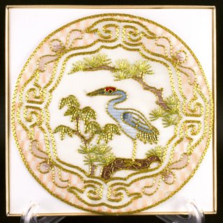 Alternative view of アンティーク コースター 敷物 鶴の刺繍 中国骨董 金雲 GOLDEN CLOUD