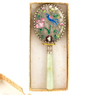 Alternative view of 中国骨董 手鏡 鳥柄 エナメル 琺瑯 未使用