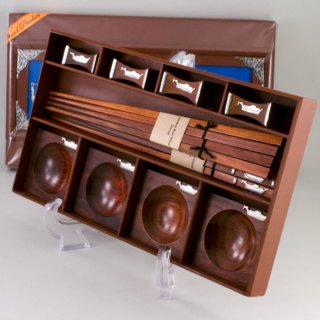 Alternative view of 御箸・箸置き・小皿 ４点セット Siamese Rose Wood（紫檀） タイ王国 未使用