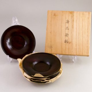 Alternative view of 唐木（からき、とうぼく）茶托 ５客セット 直径86mm 未使用品