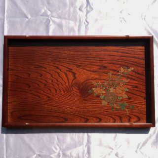 Alternative view of 尺七平安長手盆 けやき製 草花 「古木シリーズ もくめ」 長さ510mm x 幅310mm x 高さ40mm