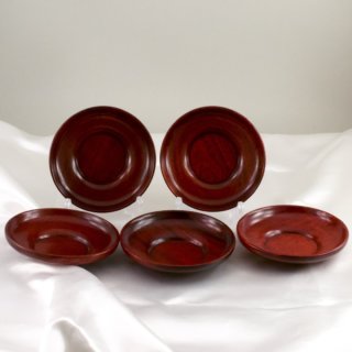 Alternative view of 特撰漆器 銘木 花梨 本うるし塗 茶托 直径105mm ５客セット 未使用品