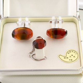 Alternative view of 若狭天然めのう カフスボタンとネクタイピンの３点セット 未使用品