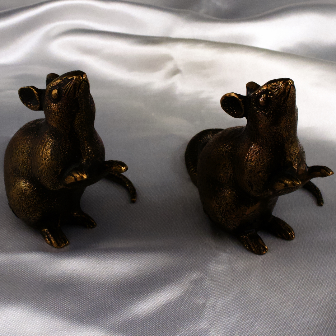 敷板175cm×15cmネズミ　鼠　二匹　置物　 黄銅品　新品
