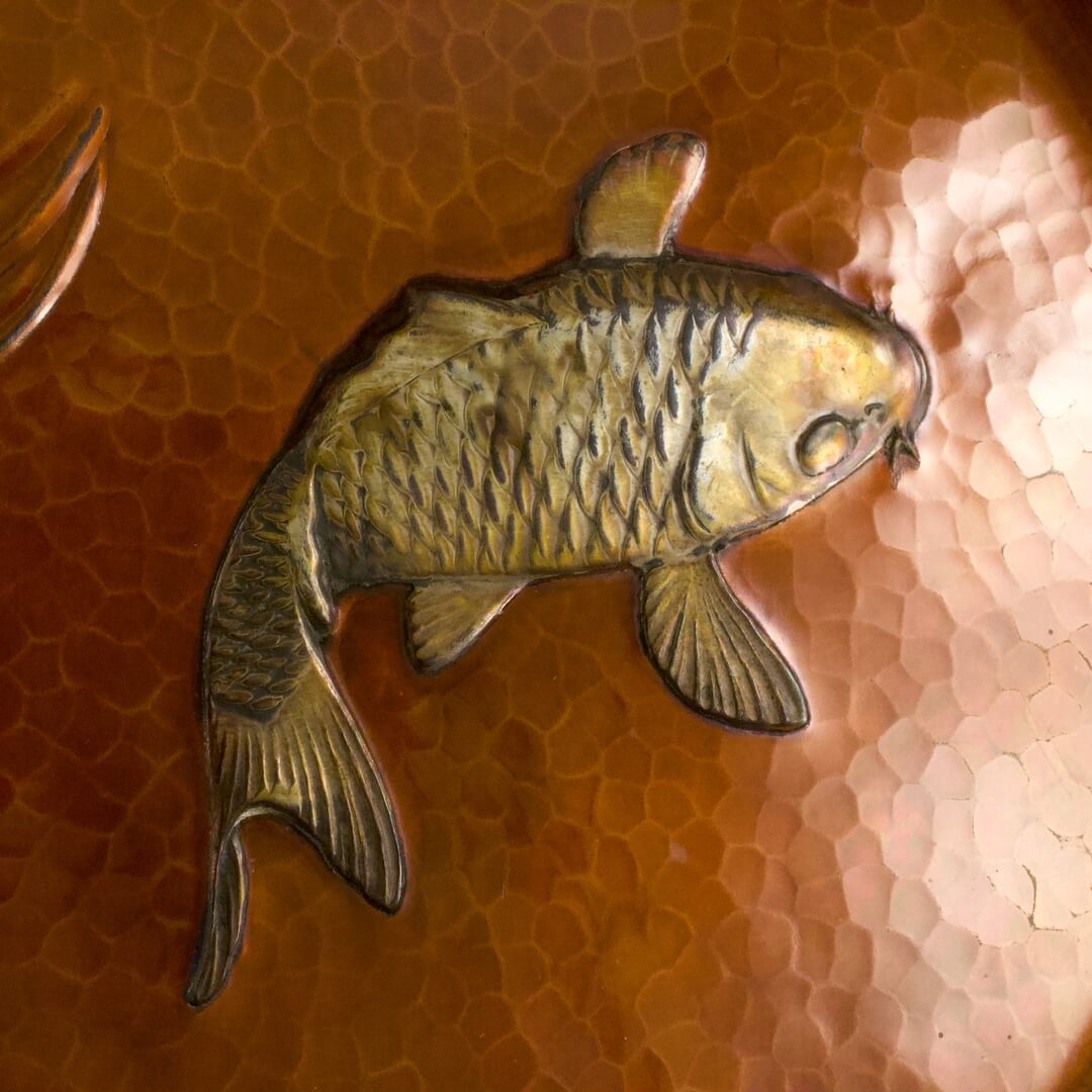 アンティーク 飾り盆 銅虫器 鯉 コイ 広島 福屋 - 画像 (6)