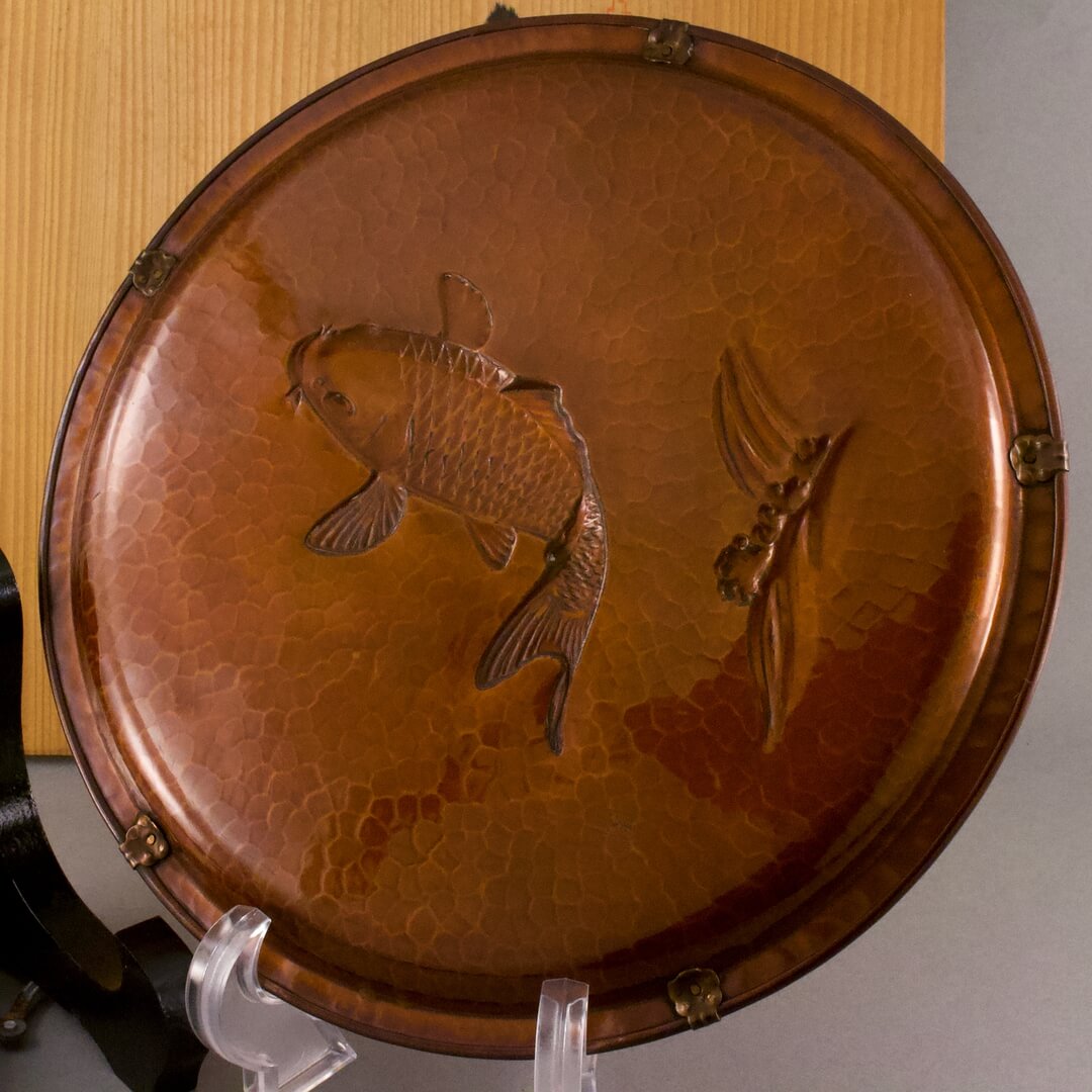 アンティーク 飾り盆 銅虫器 鯉 コイ 広島 福屋 - 画像 (9)