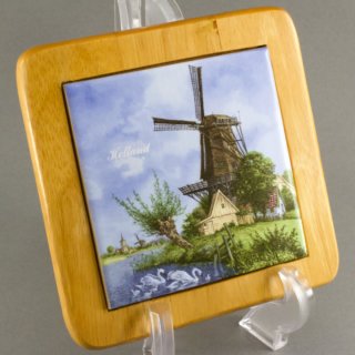 Alternative view of オランダ製 風車絵 白鳥 壁掛け Trivet Tile Handdecorated by Ter Steege