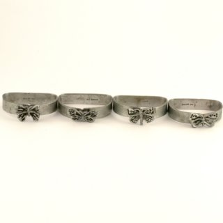 Alternative view of METZKE Pewter Butterfly Napkin Rings 1975 ナフキンリング 蝶々 4個セット