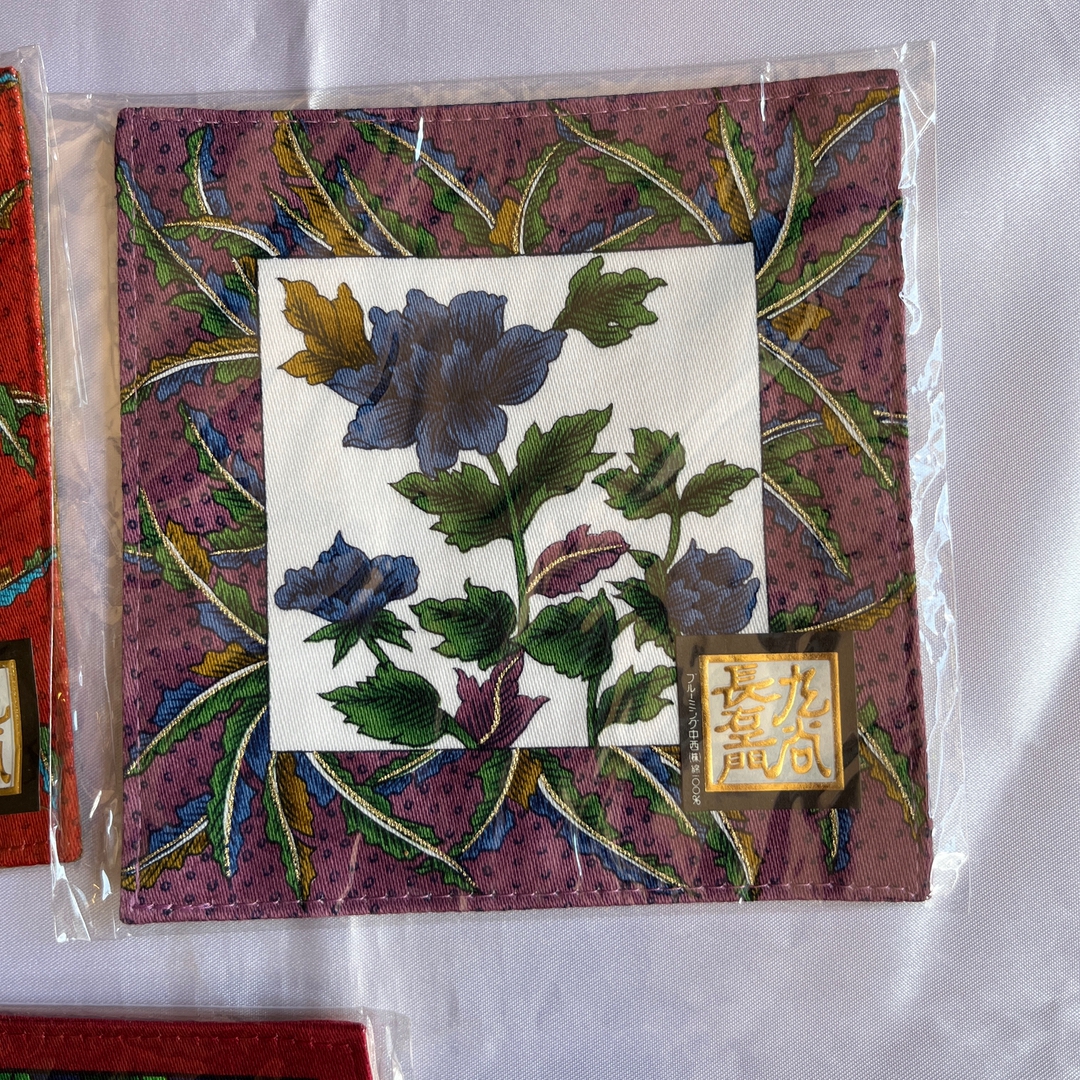 コースター 九谷長右衛門 ブルーミング中西 5枚セット 綿100% 124mm x 122mm 未使用品 - 画像 (4)